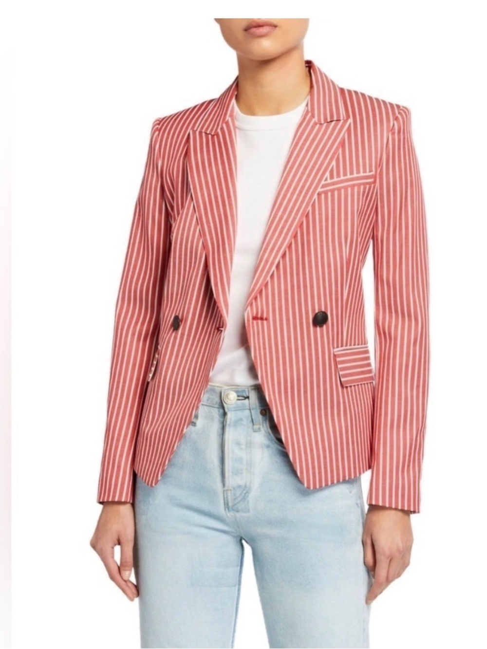 rag & bone Fletcher Stripe Blazer Size 8 Red White Double Breasted Preppy